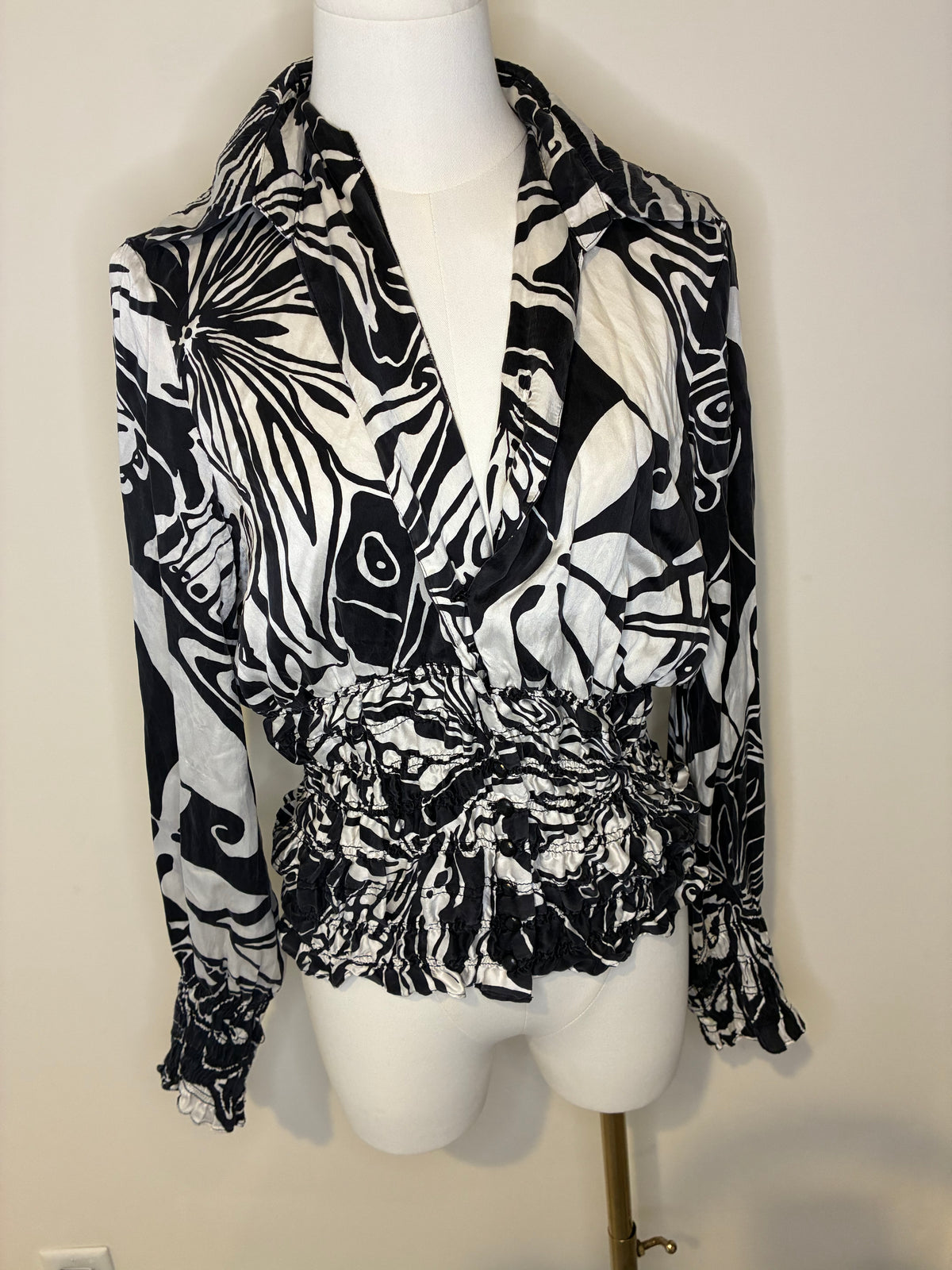 Cache Abstract Silk Blouse