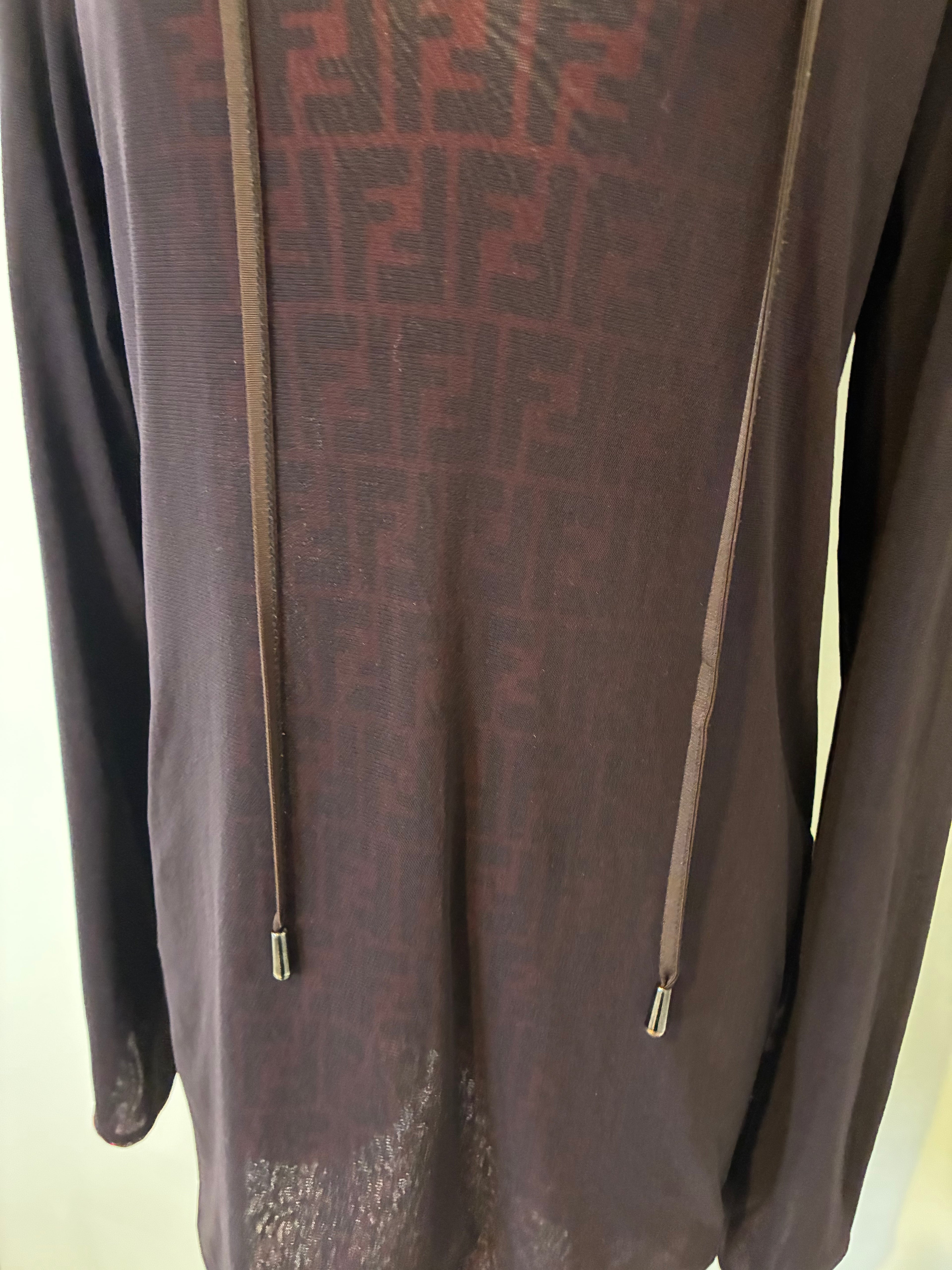 Semi Sheer Fendi Blouse with Fendi Monogram on the inside