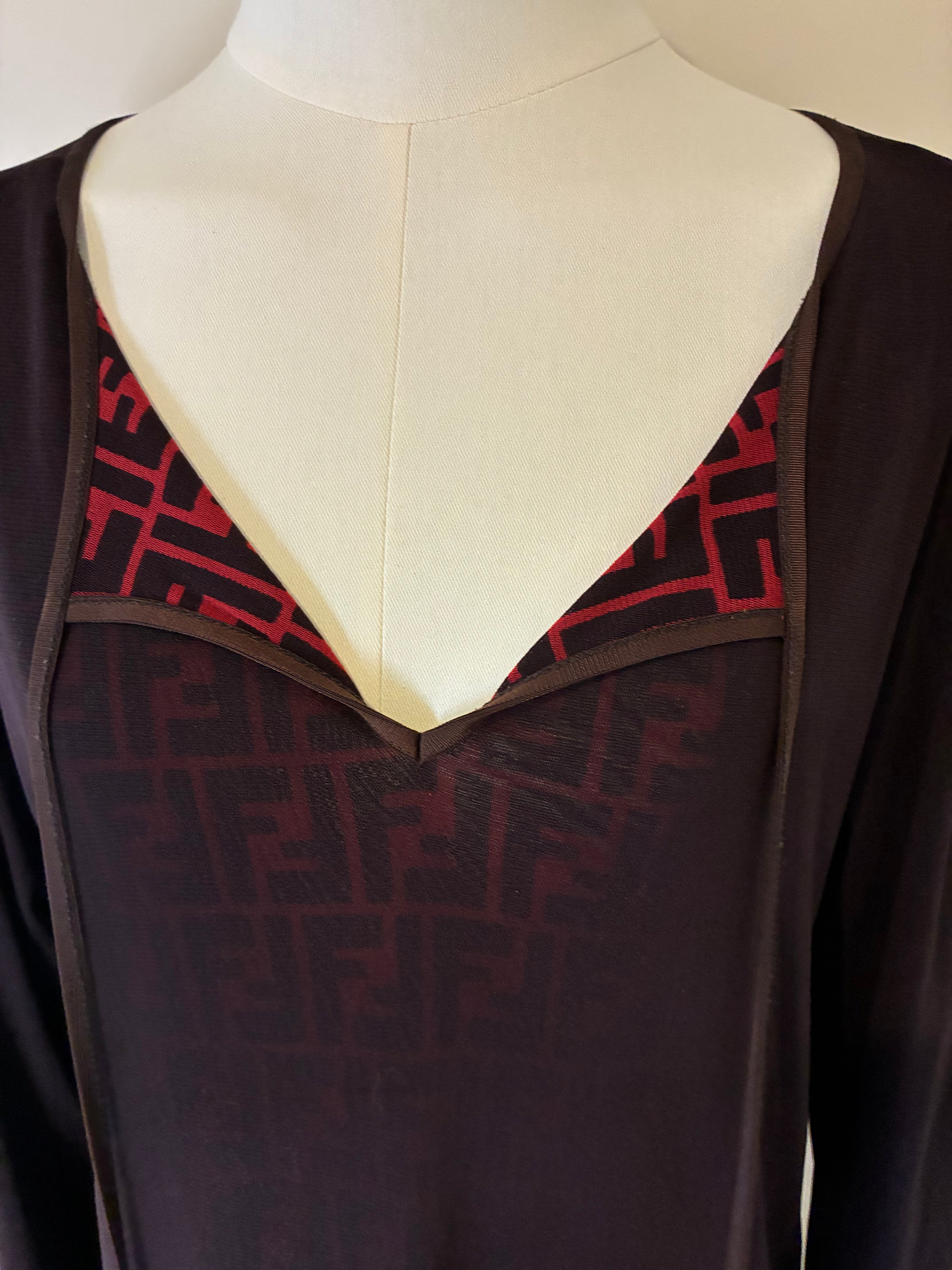 Semi Sheer Fendi Blouse with Fendi Monogram on the inside