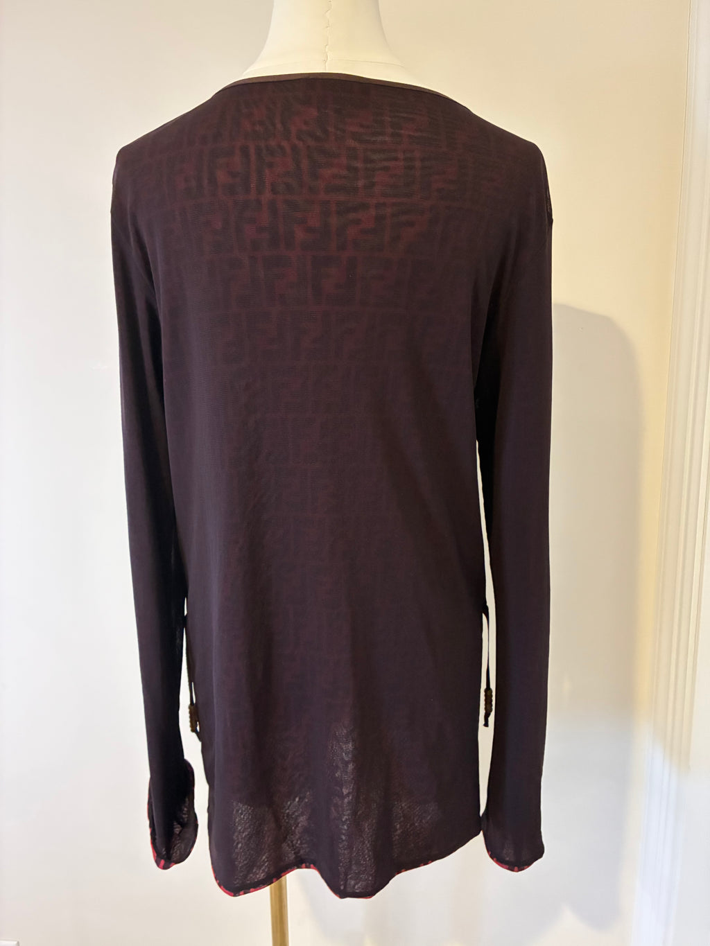 Semi Sheer Fendi Blouse with Fendi Monogram on the inside