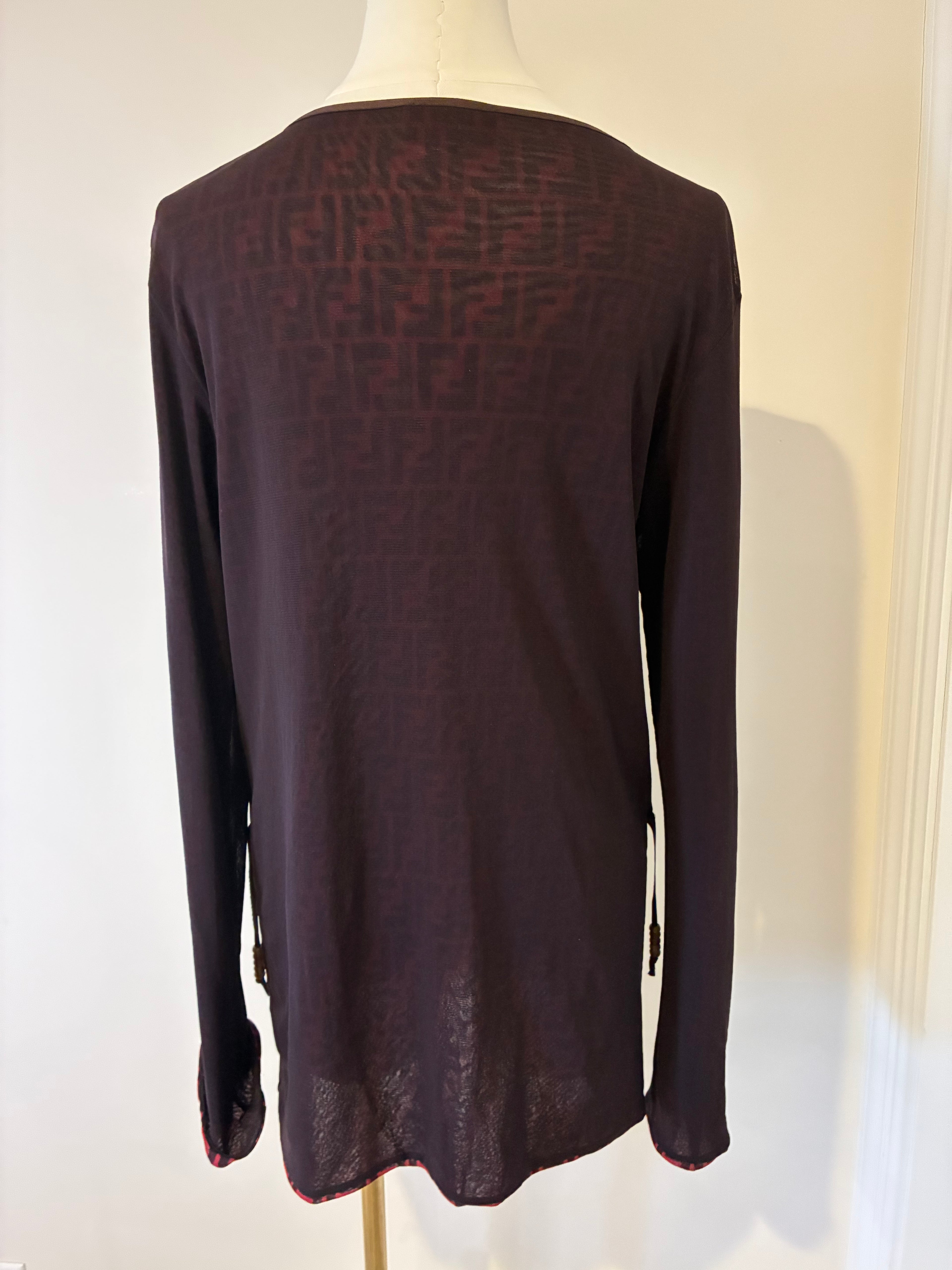 Semi Sheer Fendi Blouse with Fendi Monogram on the inside